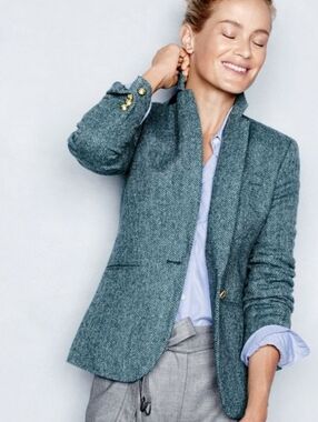 J. Crew Campbell Blazer Wool Blue Herringbone